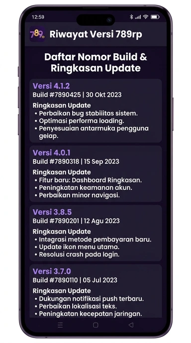 Tampilan riwayat versi 789rp