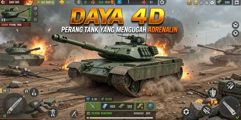 Tampilan antarmuka DAYA4D dengan duel tank yang epik.