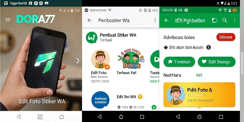 Antarmuka DORA77 dengan fitur pembuat stiker yang ramah pengguna.