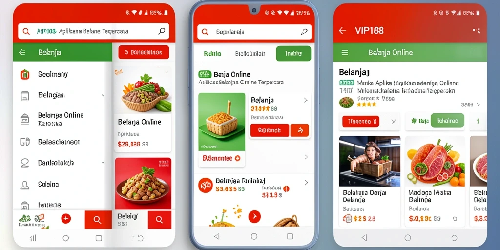 Tampilan antarmuka aplikasi VIP188 untuk belanja online.